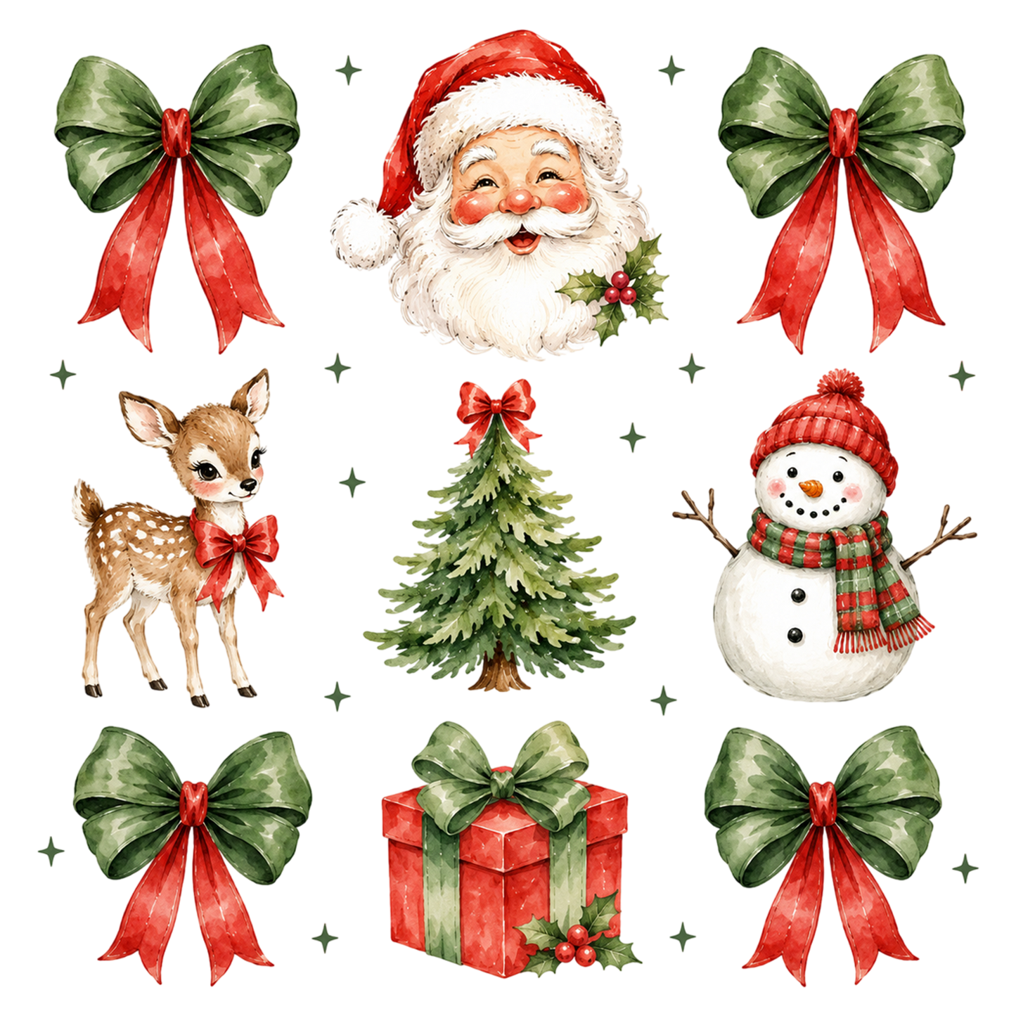 Christmas Santa Reindeer Coquette PNG, Cute Christmas Clipart Sublimation Bundle