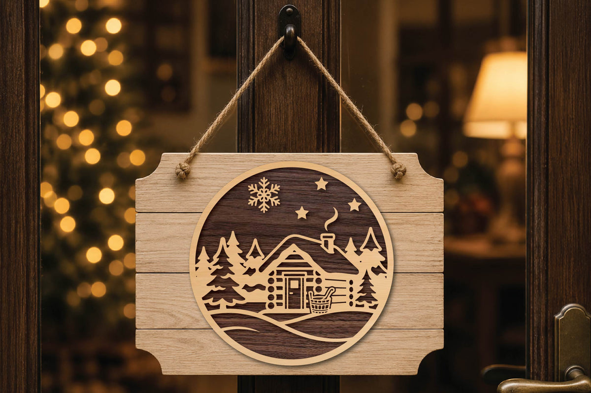 Christmas Sauna Cabin Ornament Laser Cut SVG