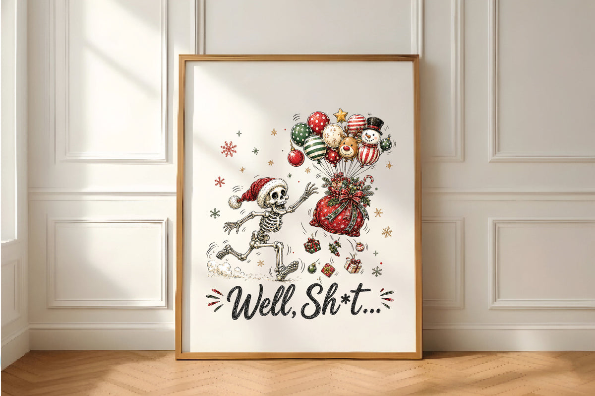 Funny Christmas Skeleton Santa Gift Balloon PNG