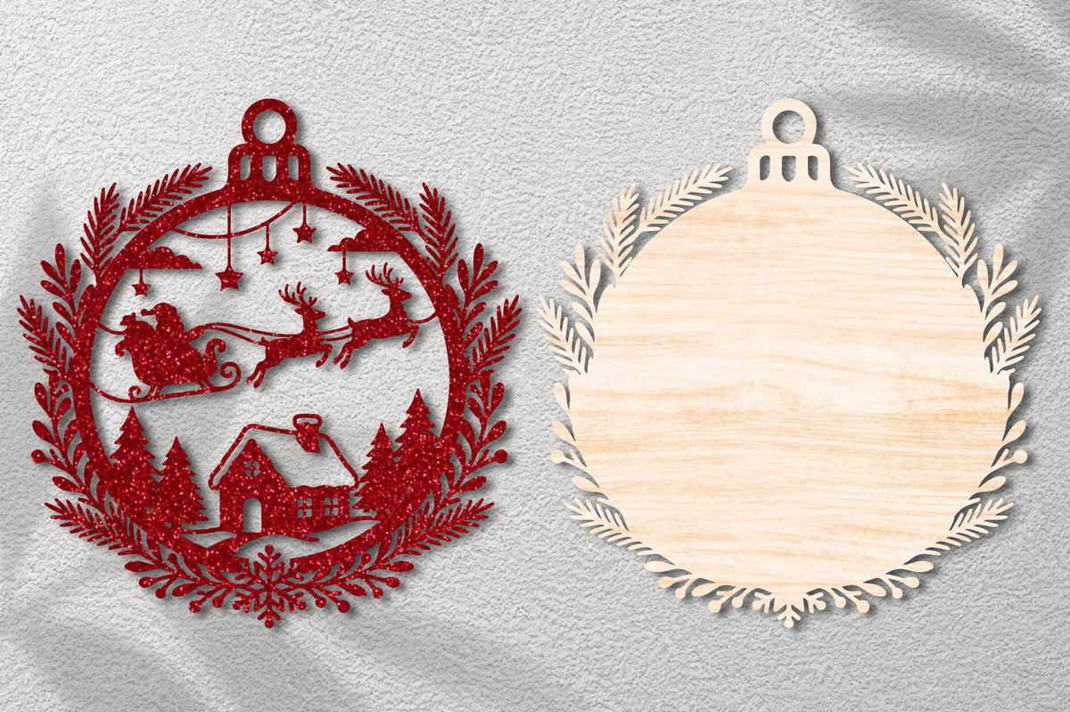 Christmas Sleigh Laser Cut Ornament SVG