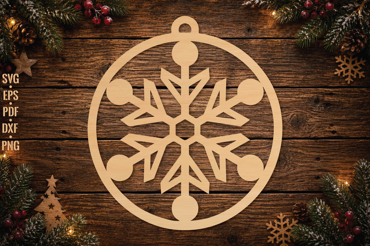 Christmas Snowflake Ornament Laser Cut SVG, Snowflake Christmas Ornament Cut File, Holiday Decoration