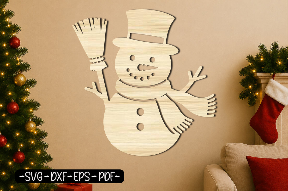 Christmas Snowman SVG | Snowman Laser Cut Christmas Silhouette Design