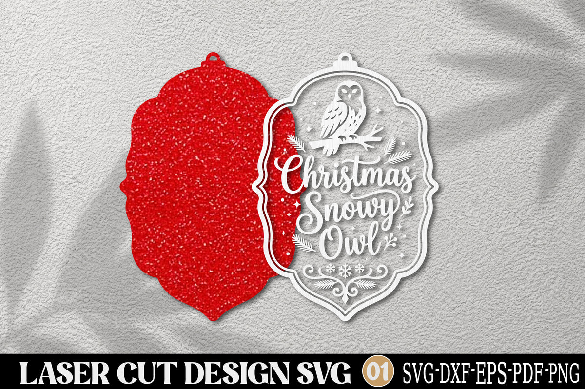 Christmas Snowy Owl Laser Cut SVG | Winter Owl Christmas Ornament Cut File