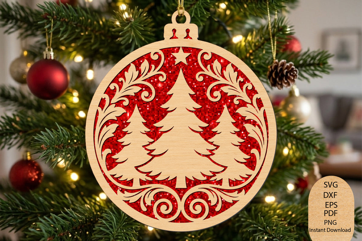 Christmas Tree Ornament Laser Cut SVG, Christmas Tree Ornament Cut File