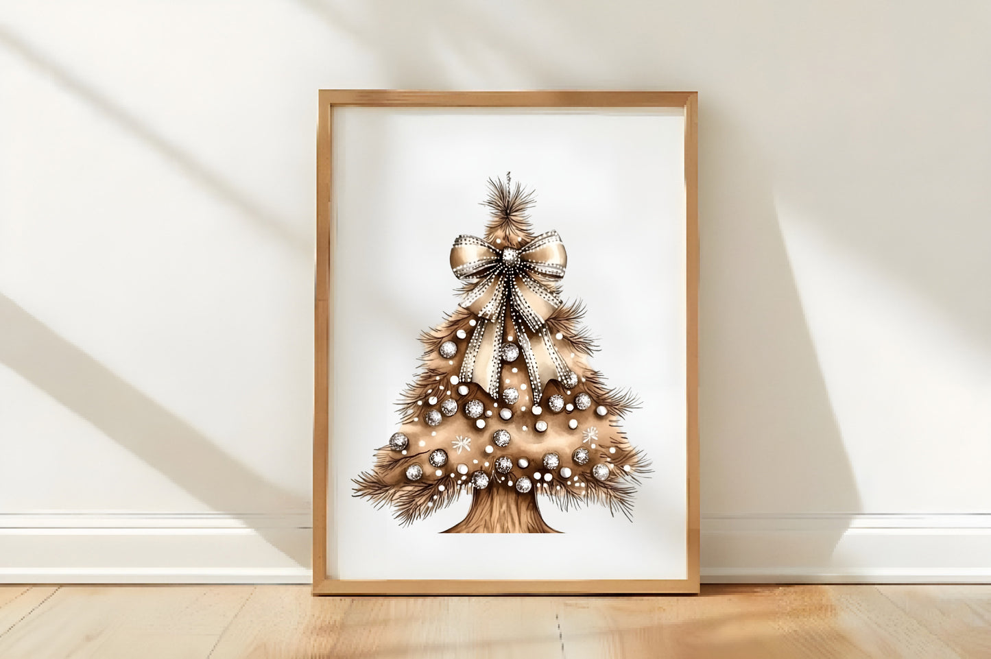 Christmas Trees Bow Clipart PNG Bundle | Watercolor Christmas Tree with Bow Clipart | Festive Holiday Tree PNG