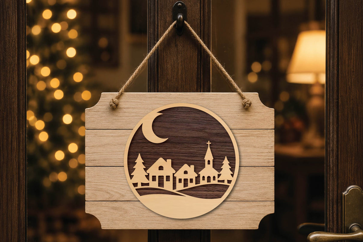 Christmas Village Church Laser Cut SVG, Winter Village Church Ornament Cut File, Christmas Village SVG