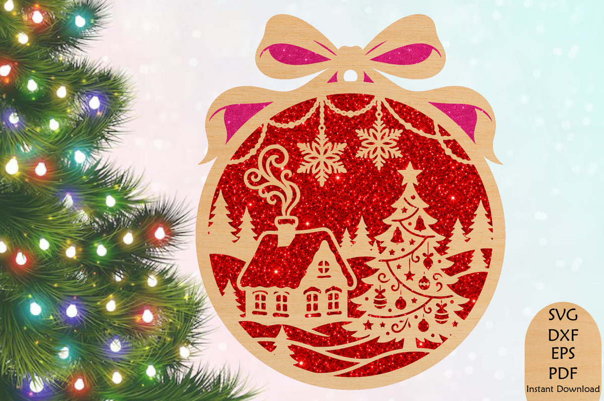Christmas Village Ornament Laser Cut SVG File