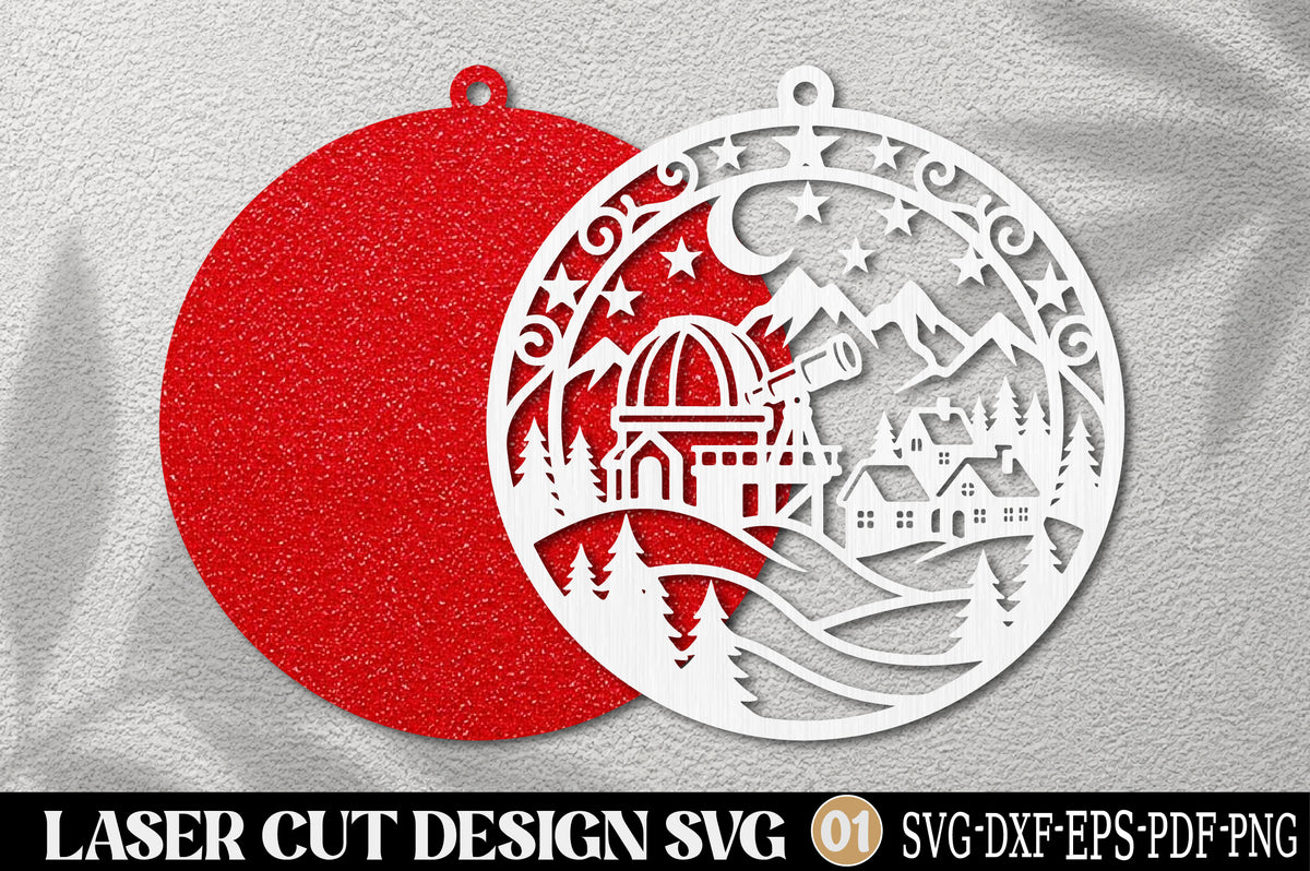 Christmas Village Ornament SVG | Winter Village Laser Cut Design