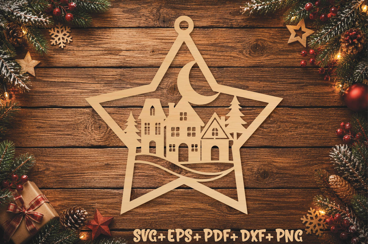 Christmas Village Star Ornament SVG
