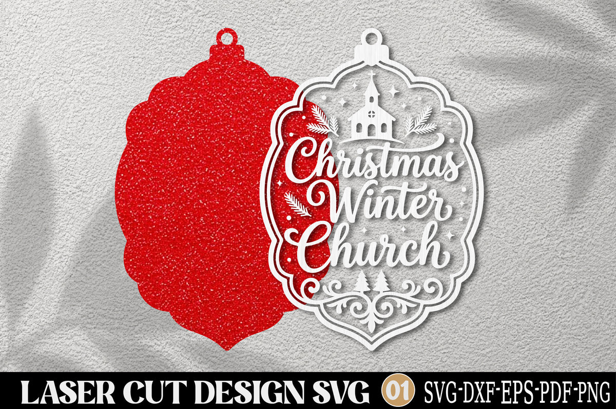 Christmas Winter Church Laser Cut SVG | Christmas Church Ornament Cut File