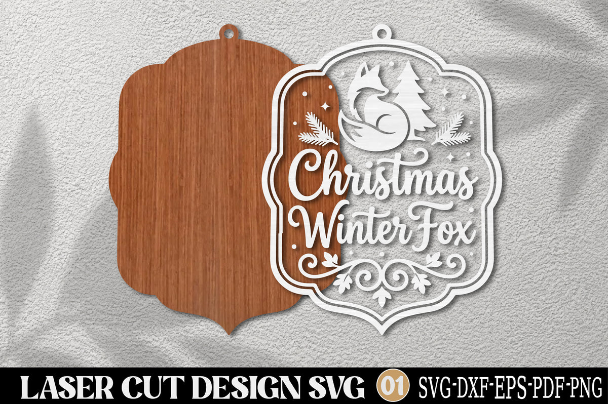 Christmas Winter Fox Laser Cut SVG | Christmas Fox Ornament Cut File