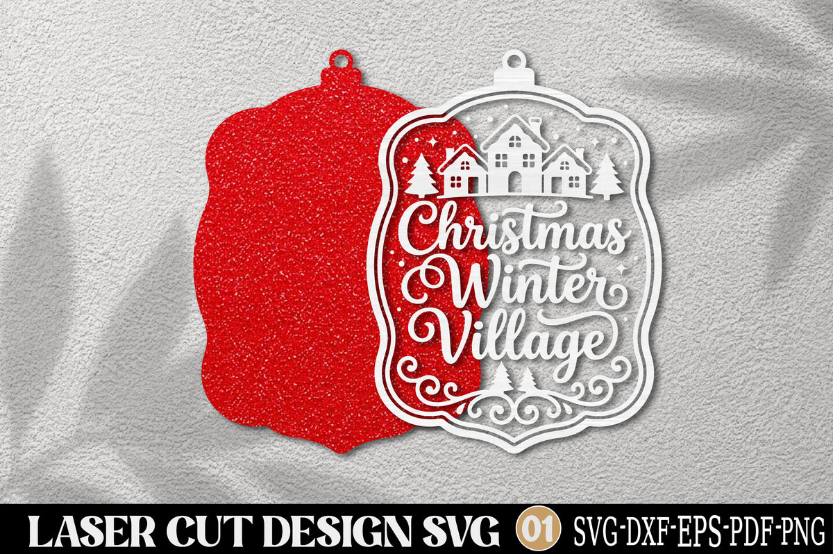 Christmas Winter Village Laser Cut SVG | Christmas Ornament Cut File