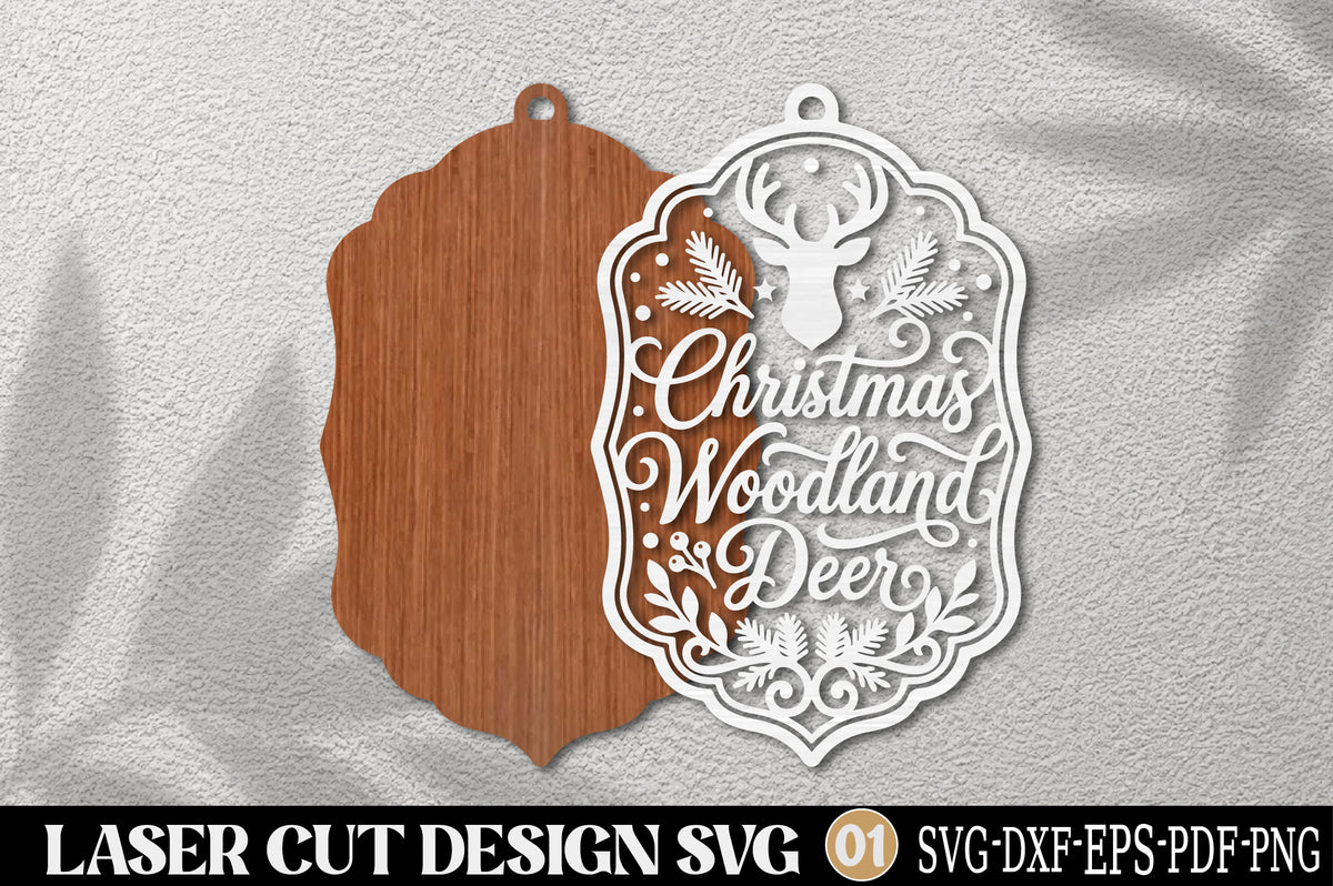 Christmas Woodland Deer Laser Cut SVG | Christmas Deer Ornament SVG