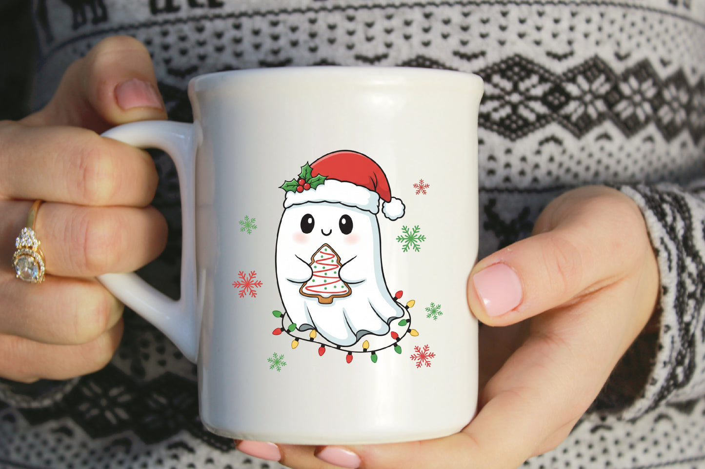 Christmas Ghost PNG Cute Spooky Holiday Ghost Sublimation Design