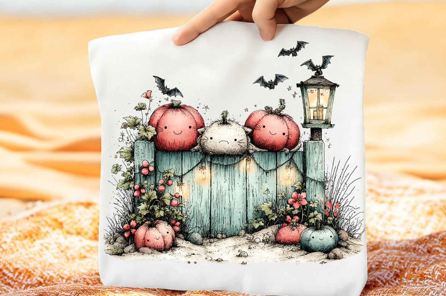 Whimsical Autumn Fence Clipart Bundle Cute Fall Garden Pumpkin PNG 31 PNG Sublimation Set