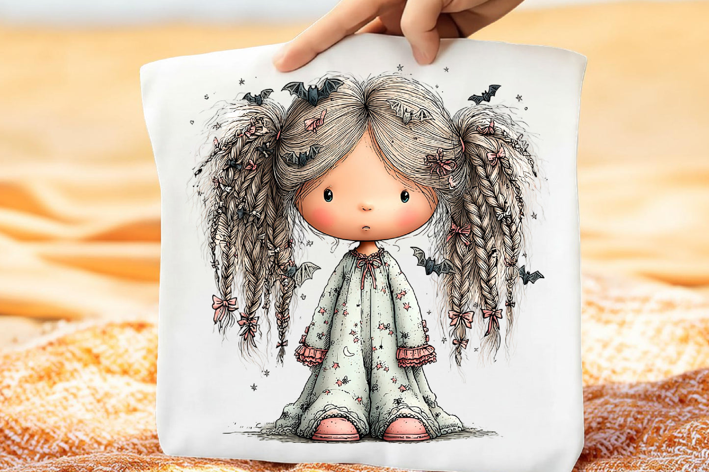 Whimsical Halloween Girls Clipart PNG Cute Fall Girl Pumpkin Floral Sublimation Bundle