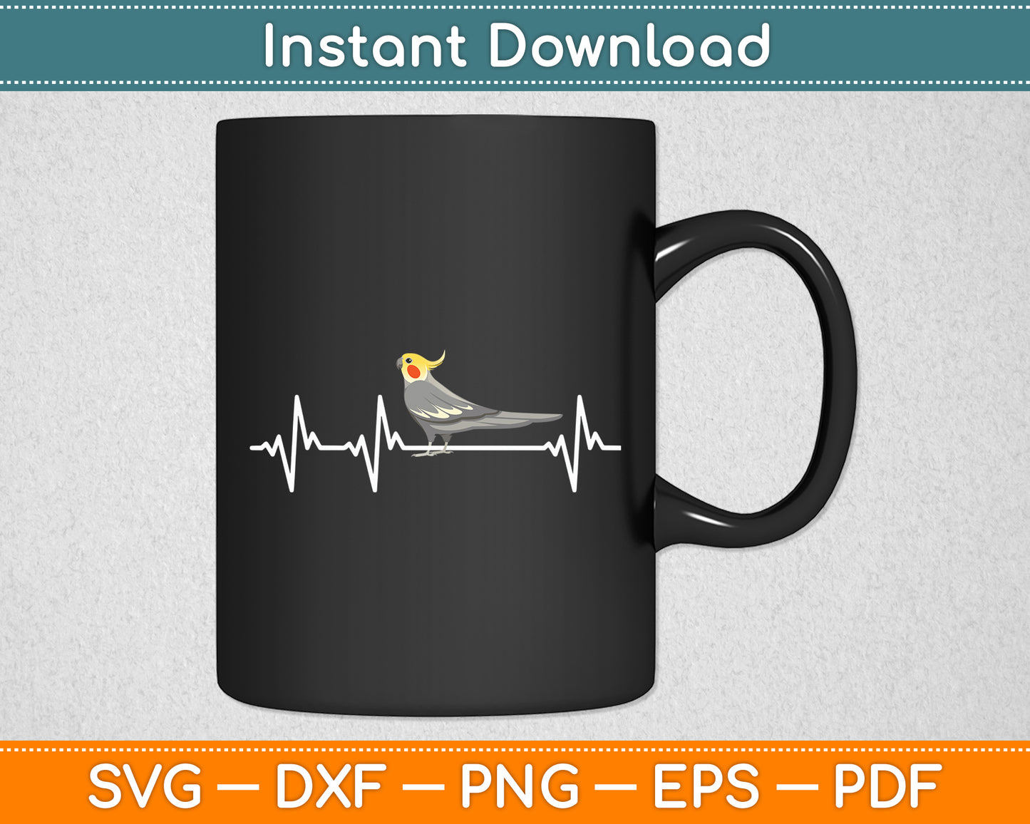 Cockatiel Heartbeat EKG Pulseline Avian Parrot Birds Svg Digital Cutting File