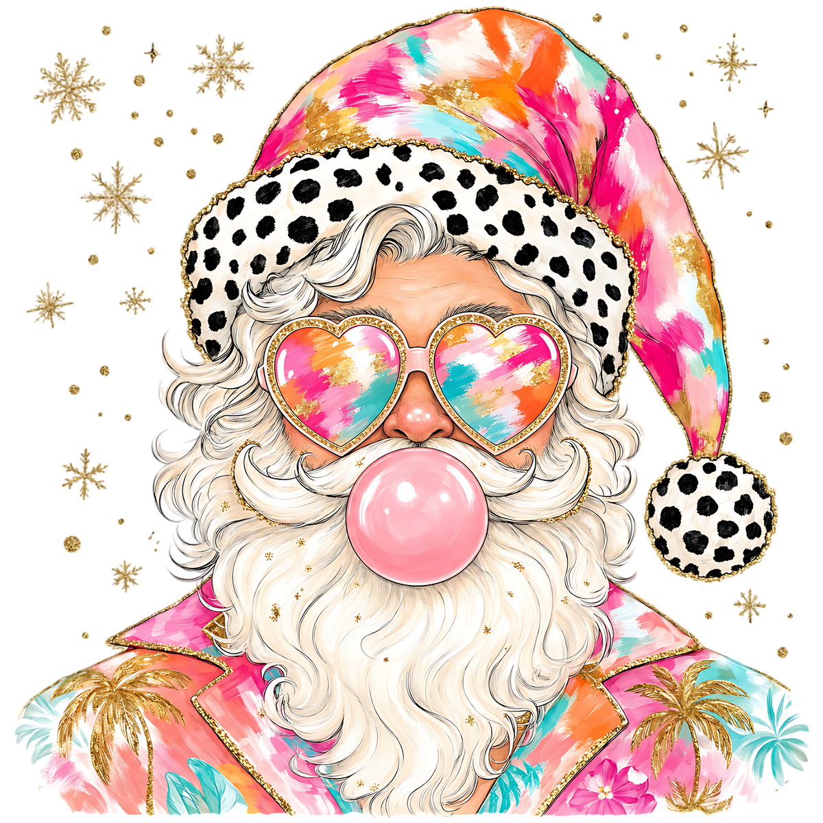 Colorful Bubblegum Santa Claus PNG