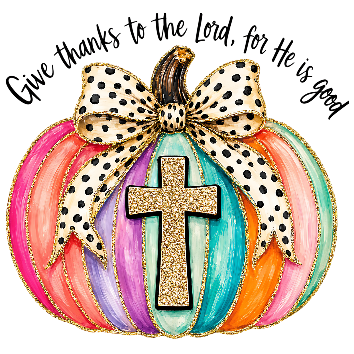 Colorful Christian Pumpkin Thanksgiving PNG