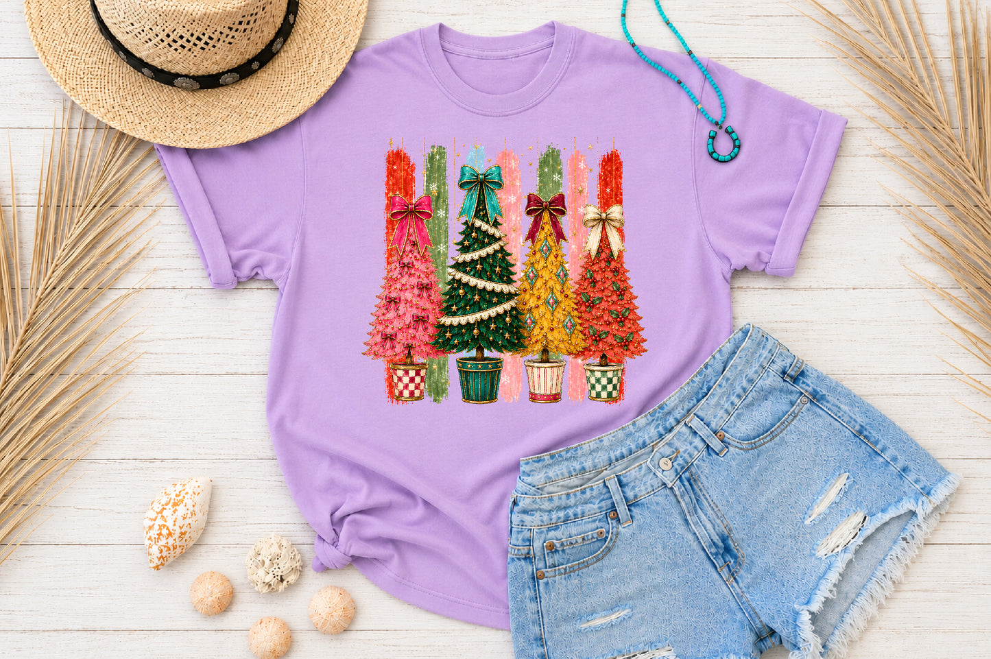 Colorful Christmas Tree PNG Bundle, Festive Holiday Tree Sublimation Design