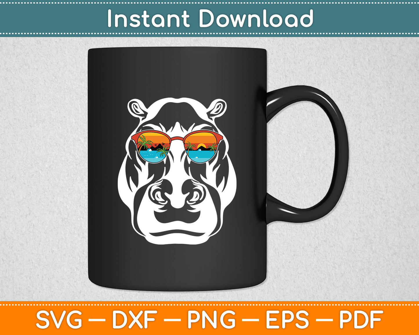 Cool Hippopotamus Hippo Zoo Day Animal Lover Svg Png Dxf Digital Cutting File
