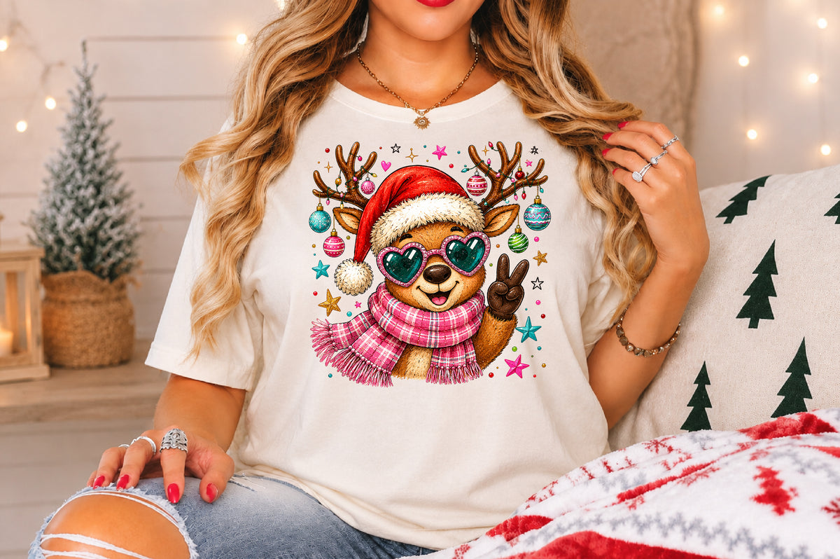 Cool Reindeer Christmas PNG Sublimation Design