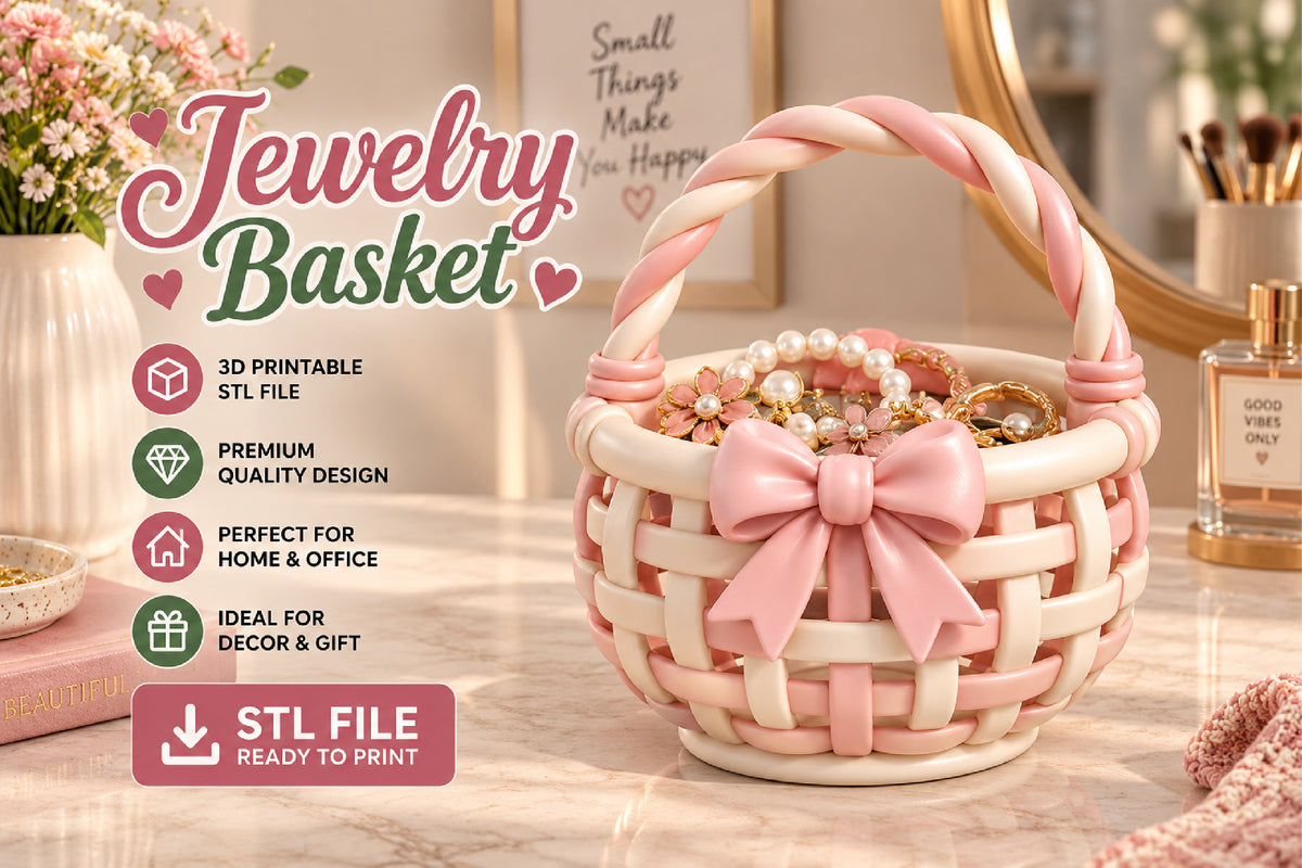 Coquette Bow Jewelry Basket 3D STL File
