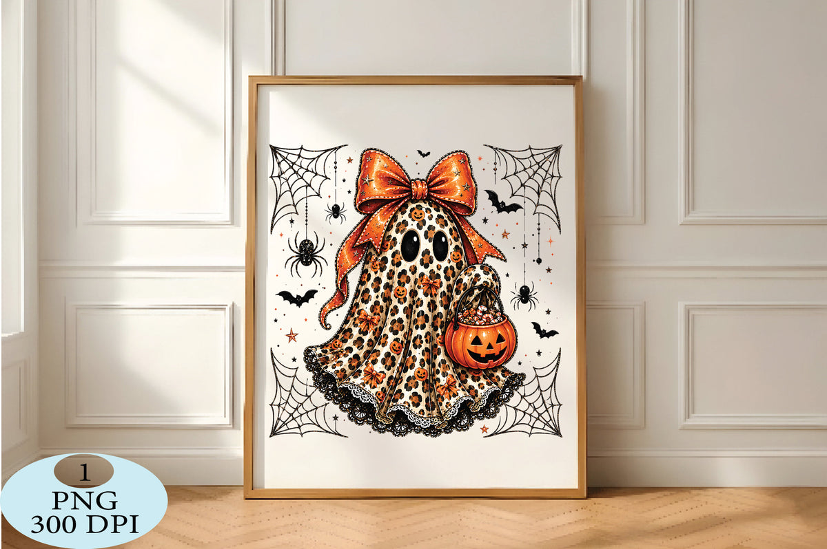Leopard Coquette Ghost Halloween PNG