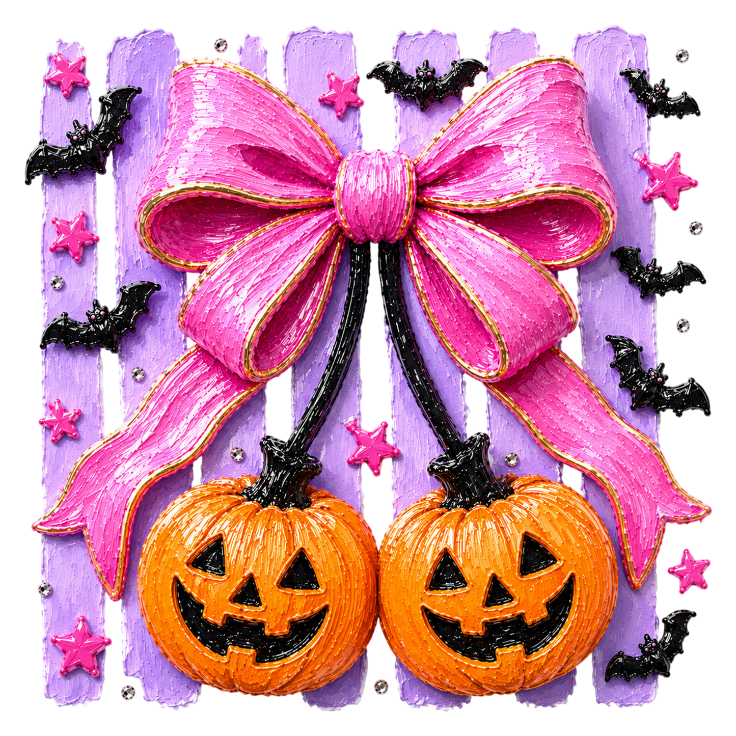 Coquette Halloween Pumpkin PNG Pink Bow Cute Fall Sublimation