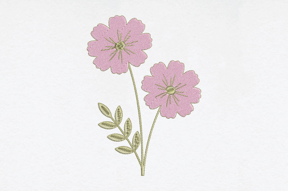 Cosmos Flower Embroidery Design