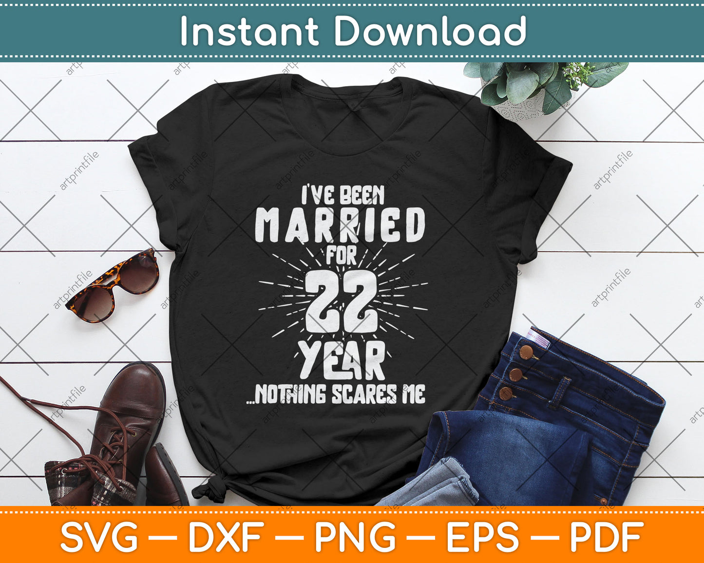 Couples Married 22 Years - Funny 22nd Wedding Anniversary Svg Digital Cutting File