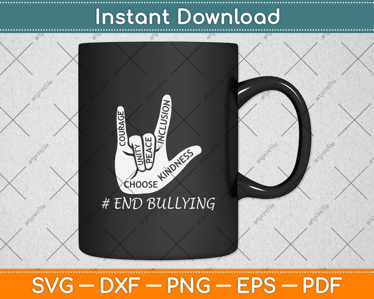 Courage Unity Peace Inclusion End Bulling Svg Png Dxf Digital Cutting File