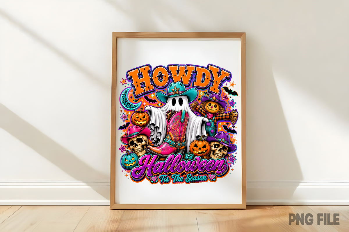 Cowgirl Halloween PNG | Western Ghost Boot Skull Pumpkin This The Season Sublimation Design