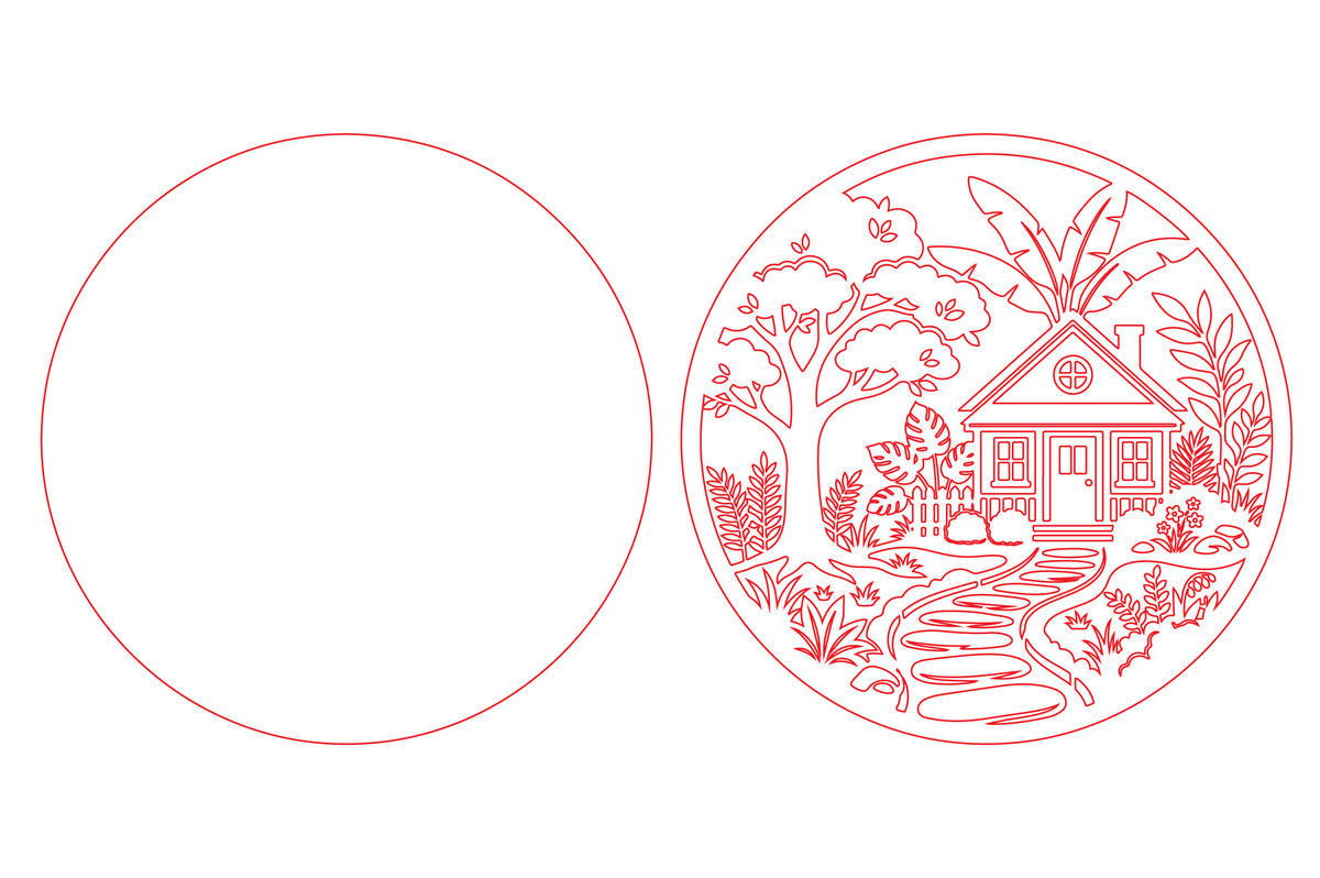Cozy Cottage Forest Round Laser Cut SVG