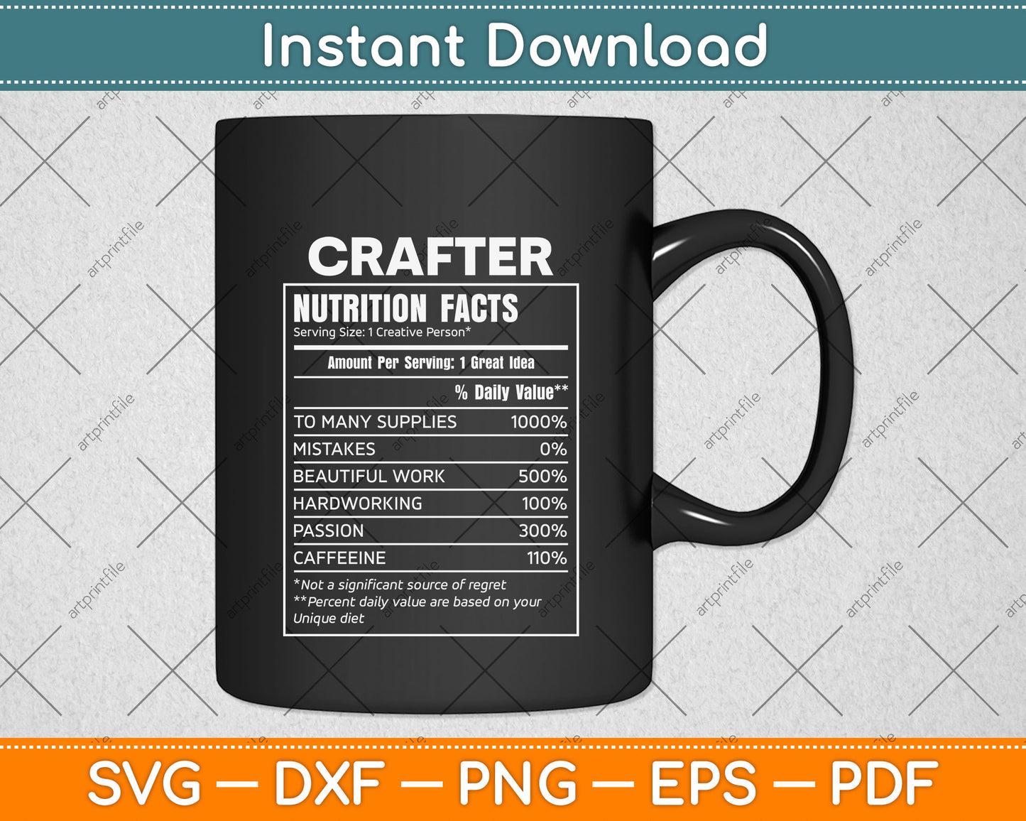 Crafter Nutrition Facts Funny Svg Png Dxf Digital Cutting File
