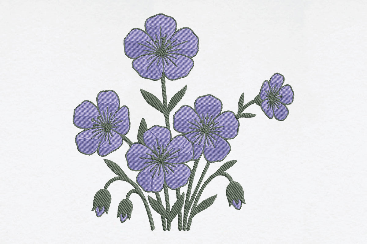 Purple Wildflower Embroidery Design