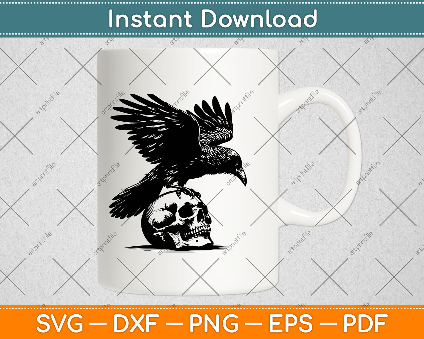 Crow on a Skull Svg,Raven Skull Svg Digital Cutting File