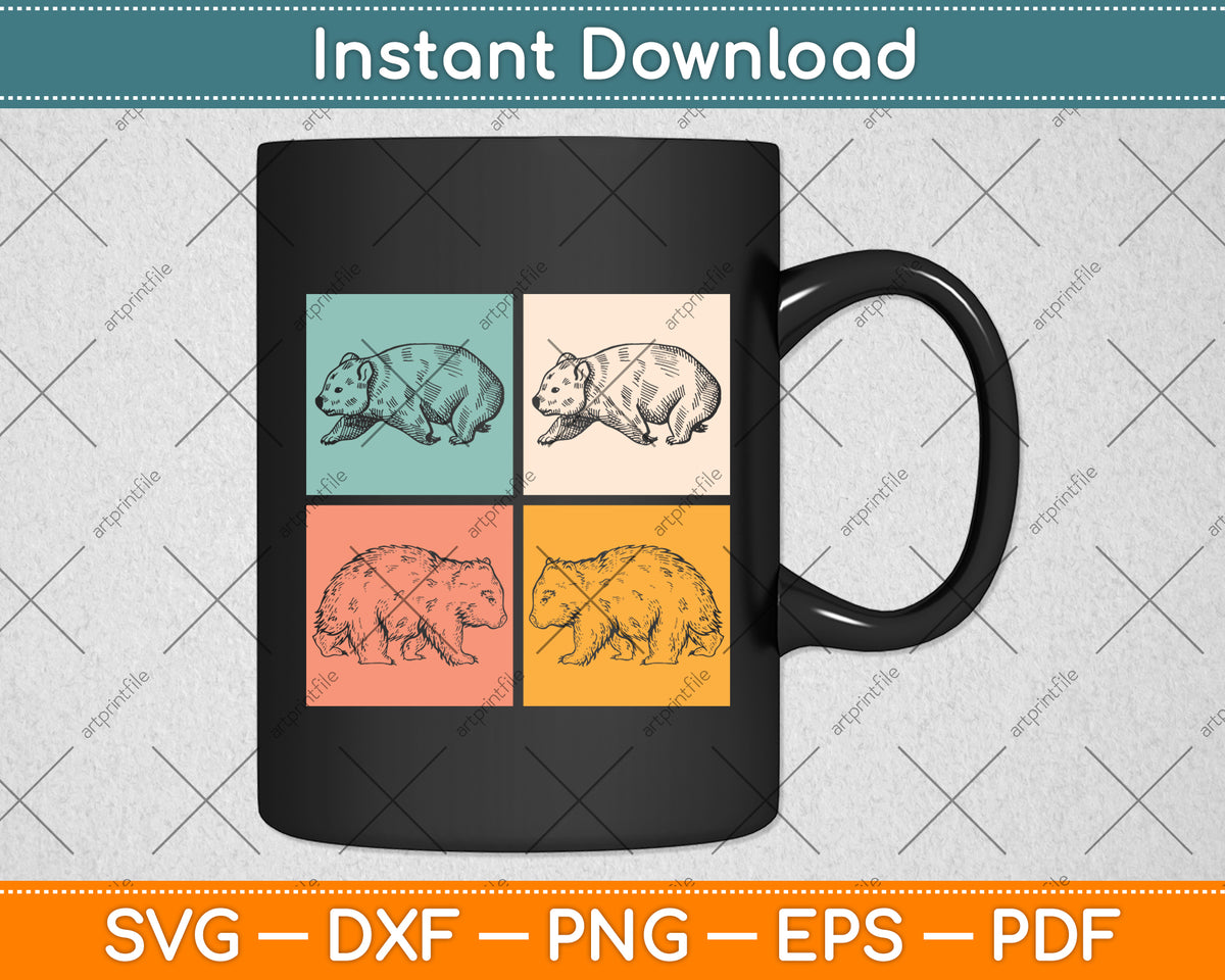 Cute Aussie Wombat Vintage Svg Png Dxf Digital Cutting File