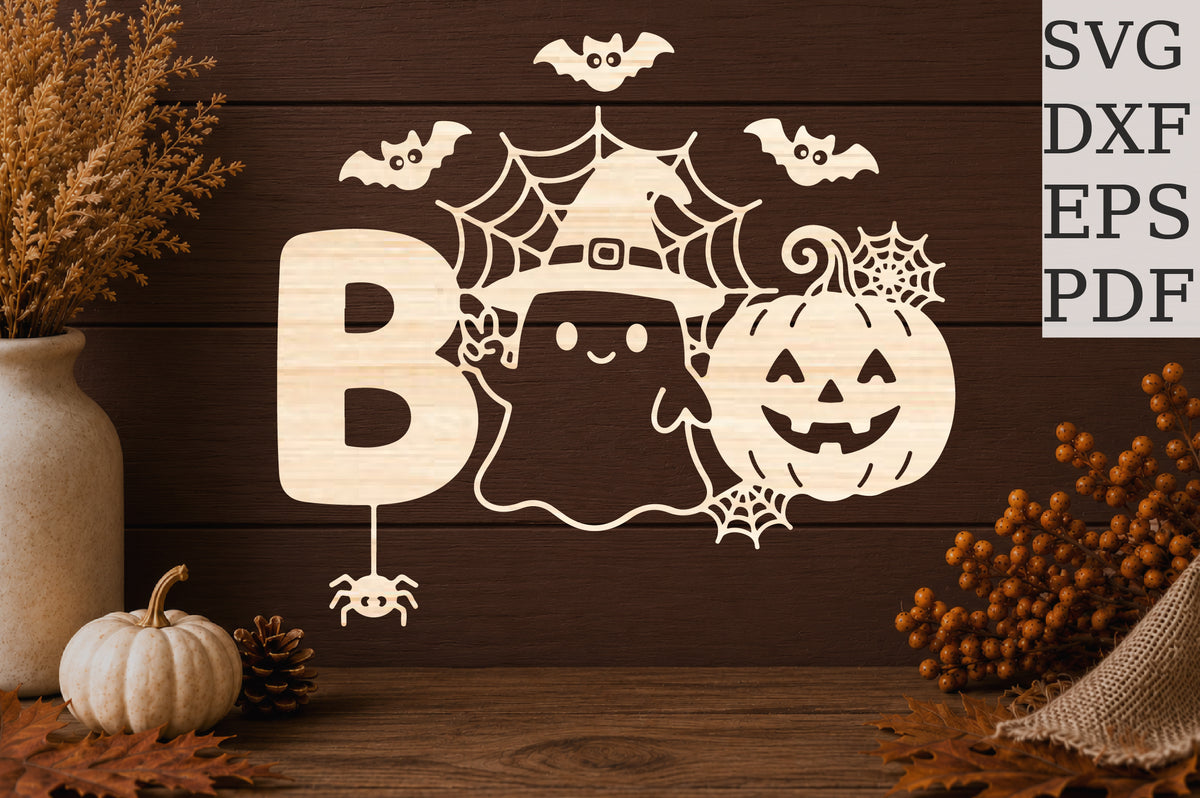Cute BOO Halloween Laser Cut SVG