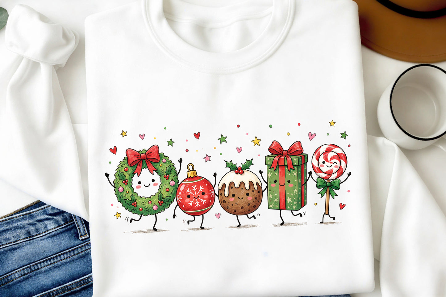 Cute Christmas Doodles PNG | Kawaii Holiday Christmas Sublimation Clipart