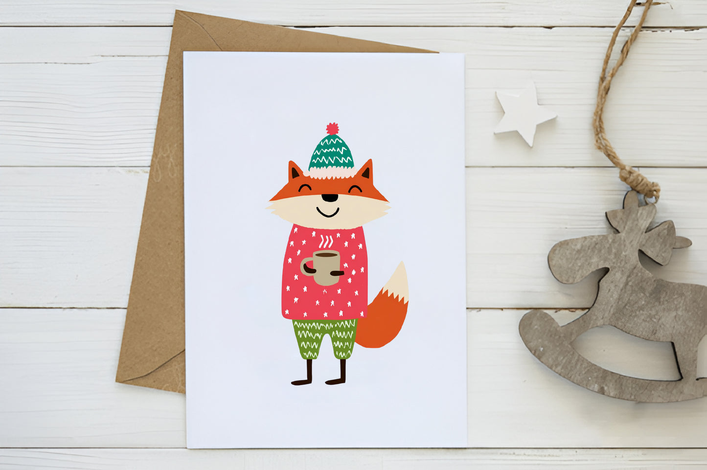 Cute Christmas Fox Clipart PNG