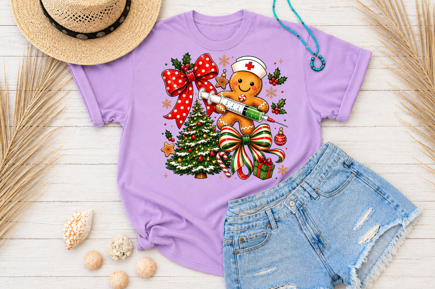 Cute Christmas Gingerbread Nurse PNG Holiday Medical Design