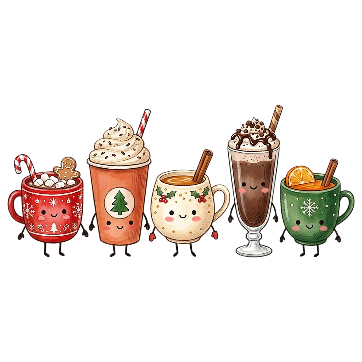Cute Christmas Holiday Drinks PNG