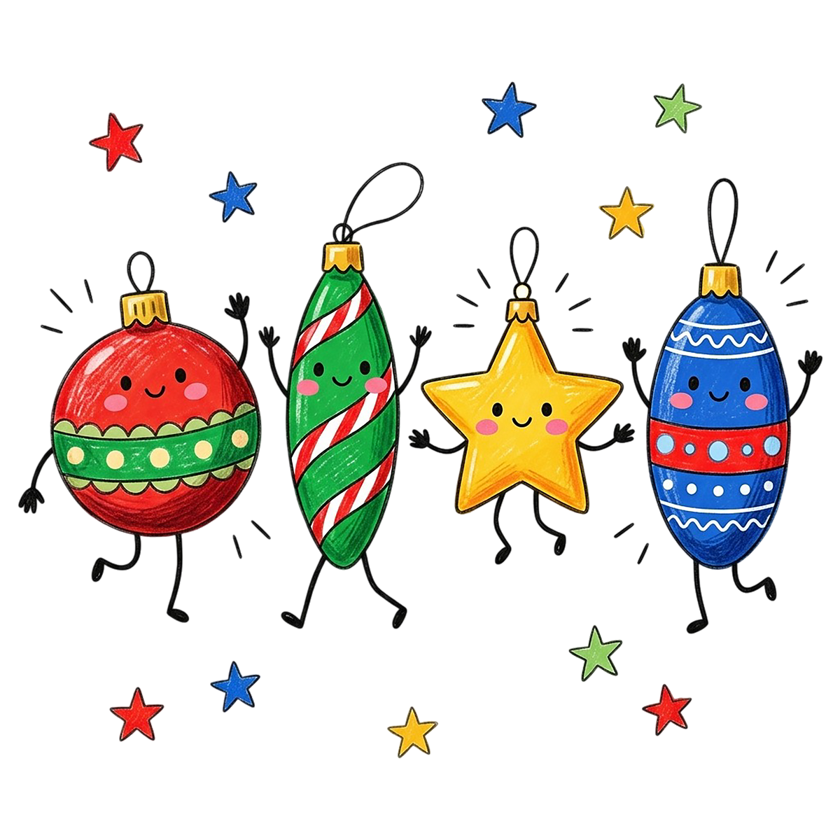 Cute Christmas Ornament Friends PNG