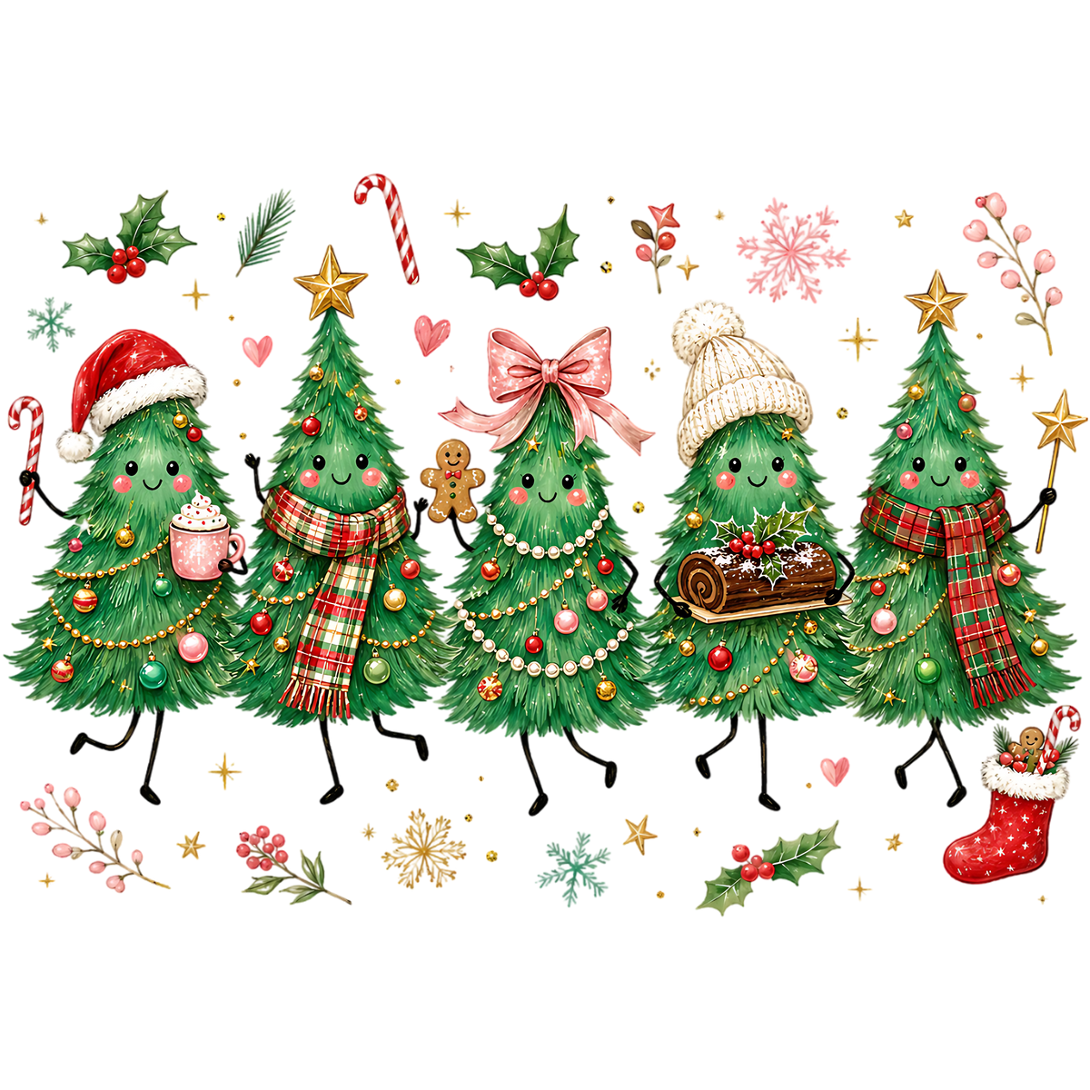 Cute Christmas Tree Family PNG