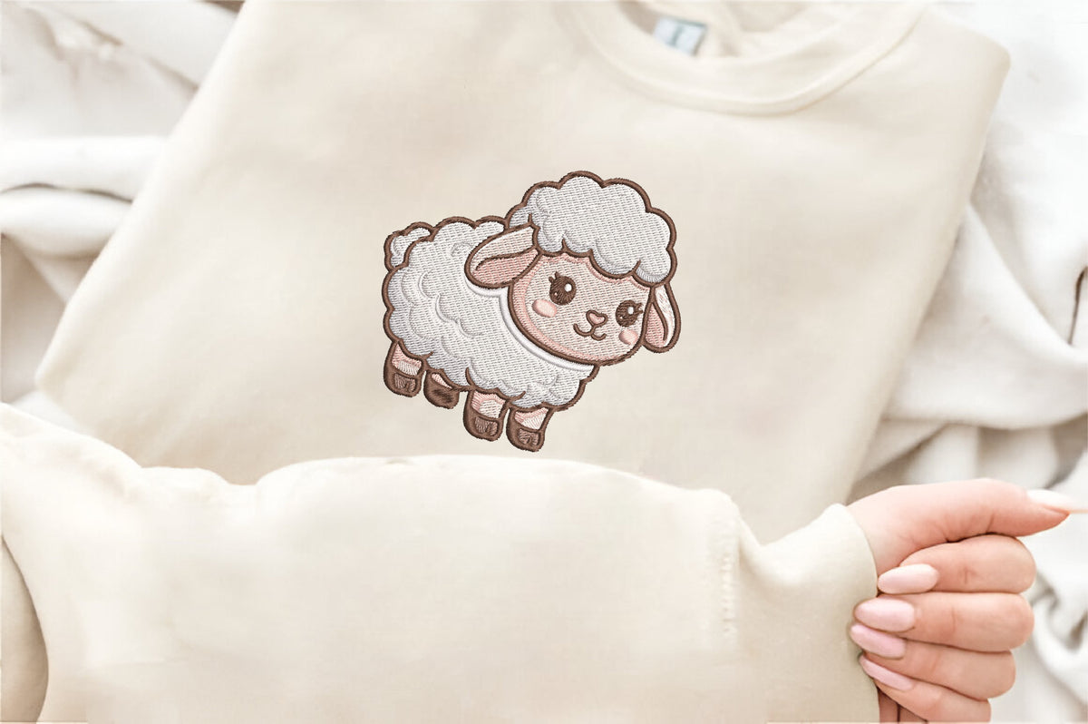 Cute Fluffy Sheep Embroidery