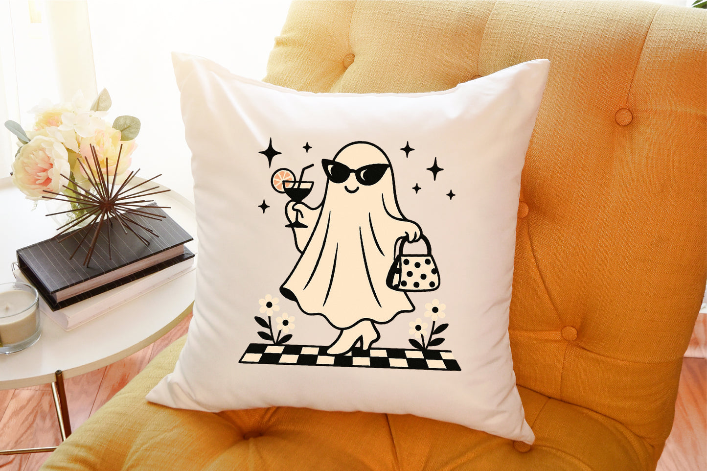 Cute Ghost Cocktail Retro Halloween PNG Sublimation