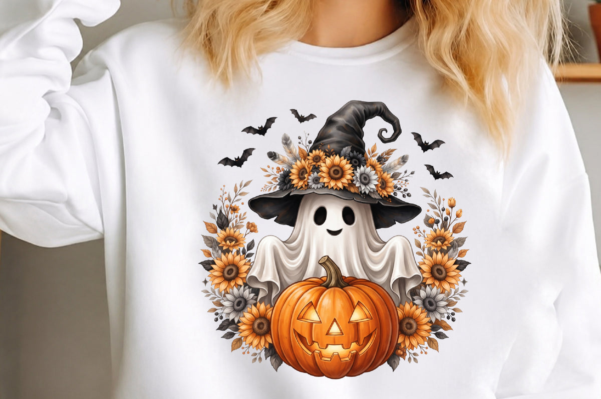 Sunflower Ghost Halloween PNG