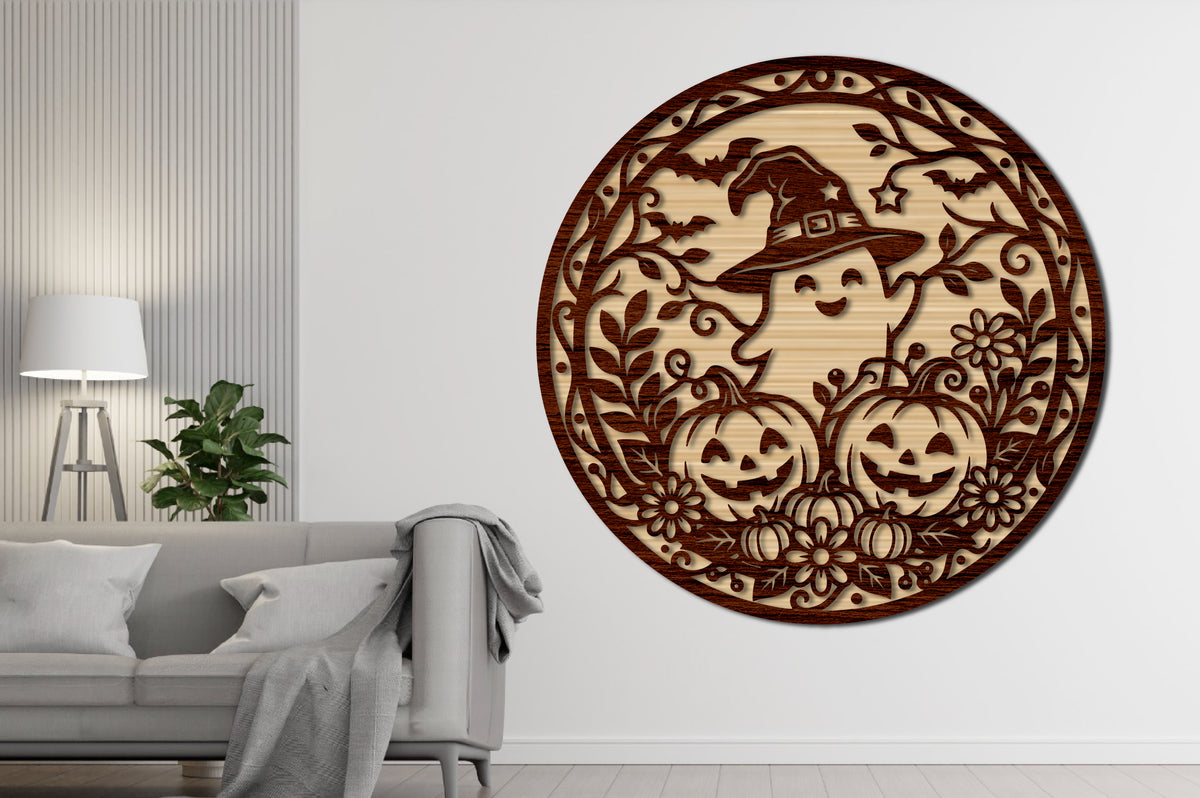Cute Ghost Halloween Ornament Laser Cut SVG