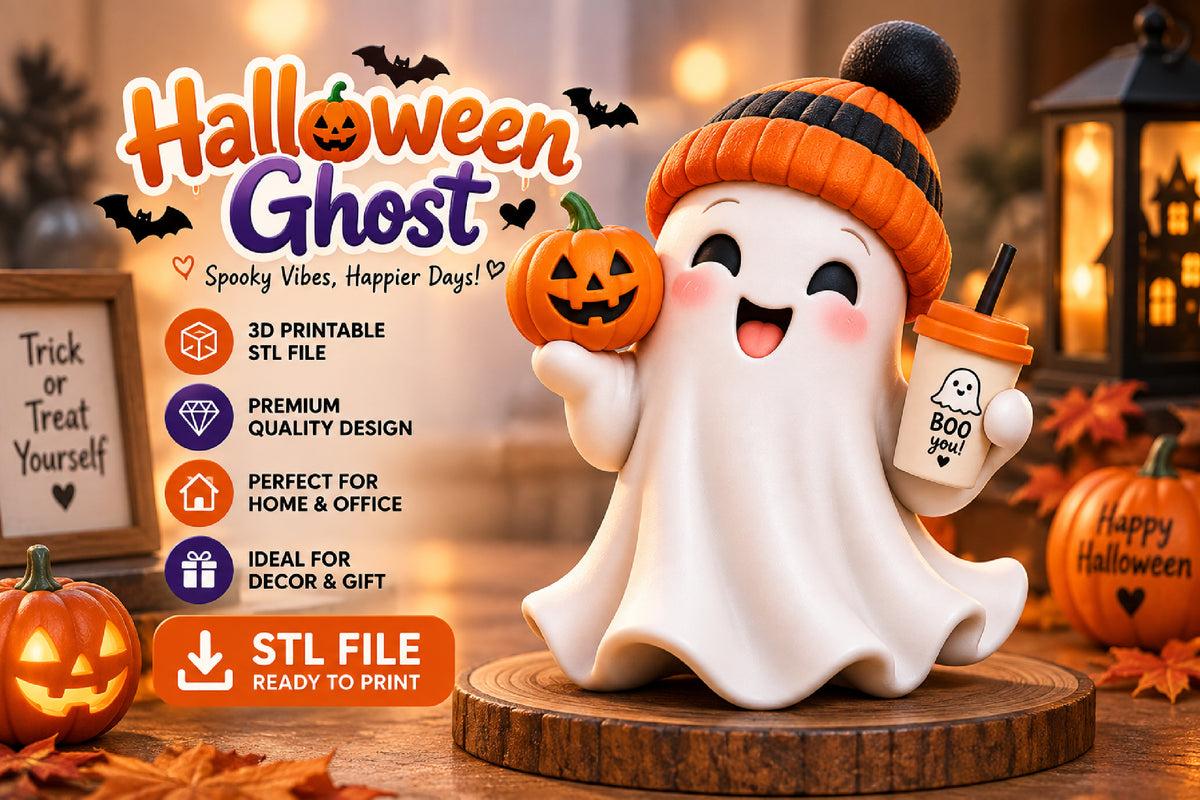 Cute Halloween Ghost 3D STL File